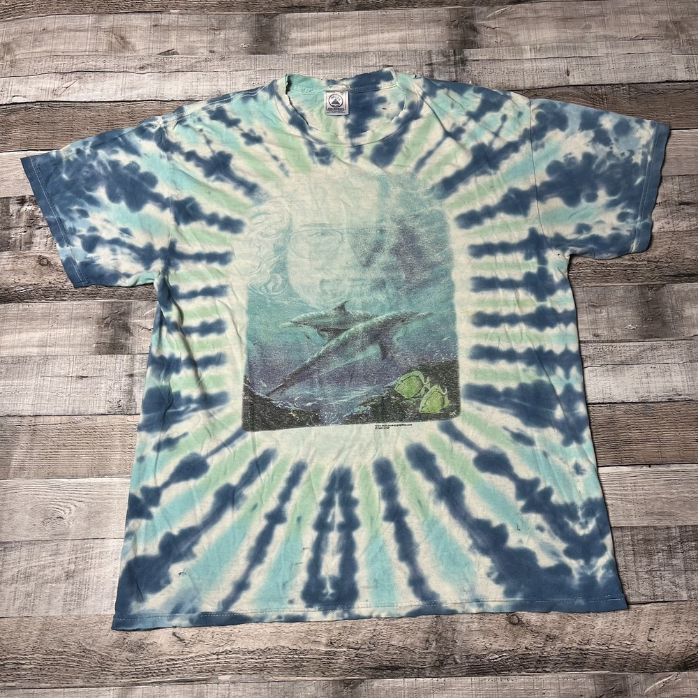 Jerry Garcia Shirt Size Large Blue Vintage Tie Dye Grateful Dead Band Tee